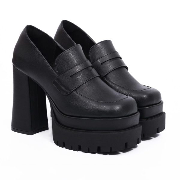 Mocassim Feminino preto com Salto Alto e Meia Pata Loja MM Store Shoes