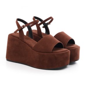 Sandália Flatform Camurça Marrom