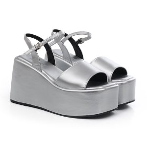 Sandália Flatform Prata Básica