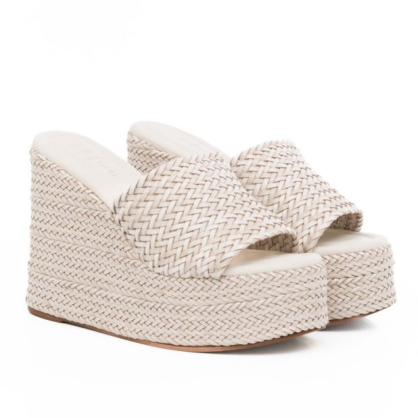 Tamanco Feminino Alto com Tramado Off White MM Store Shoes