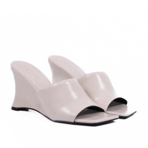 Tamanco Feminino Off White com Salto Anabela Geométrico