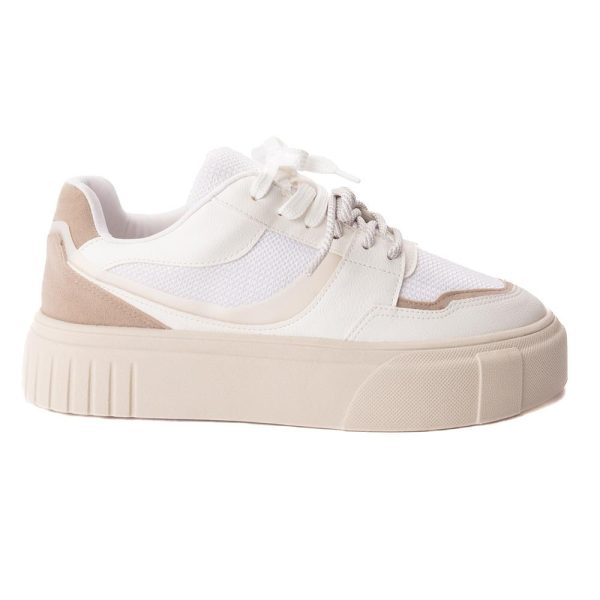 Tênis Feminino Branco com Detalhes Cinza Claro e duas Amarração Loja MM Store Shoes