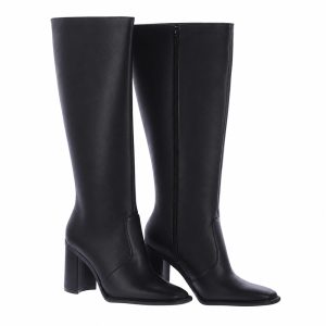 Bota Feminina Preta de Cano Alto e Salto Bloco