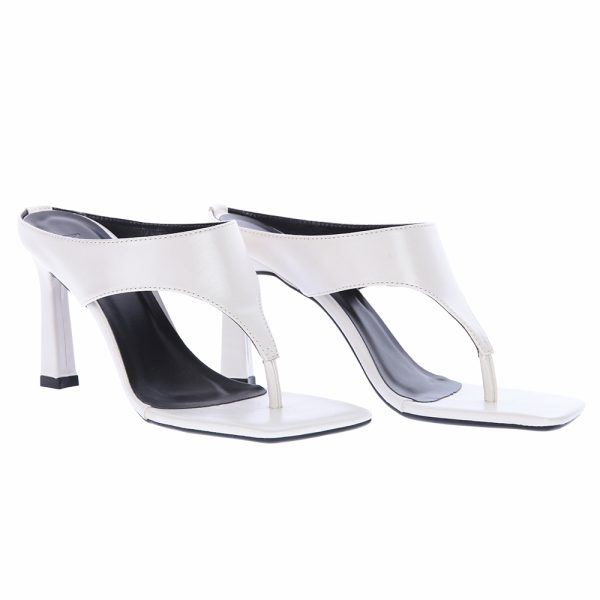 Chinelo Feminino Off Whote Com Salto Fino Loja MM Store Shoes