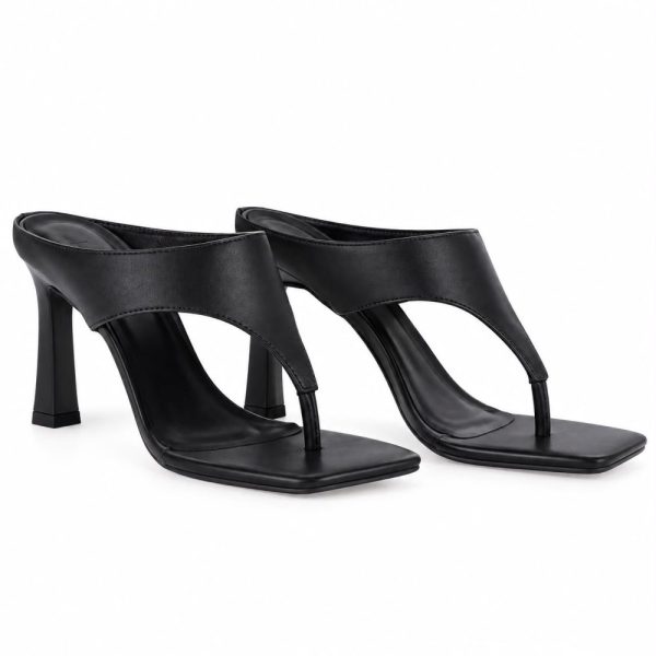 Chinelo de Dedo Feminino Preto com salto alto Fino Loja MM Store Shoes