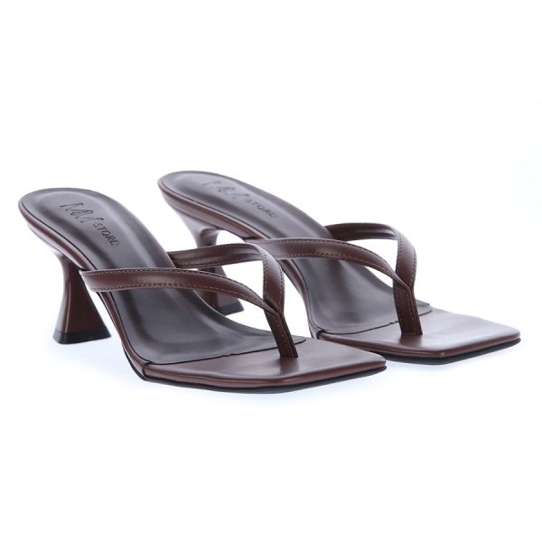 Chinelo de Dedo Marrom com Salto Baixo Loja MM Store Shoes (1)