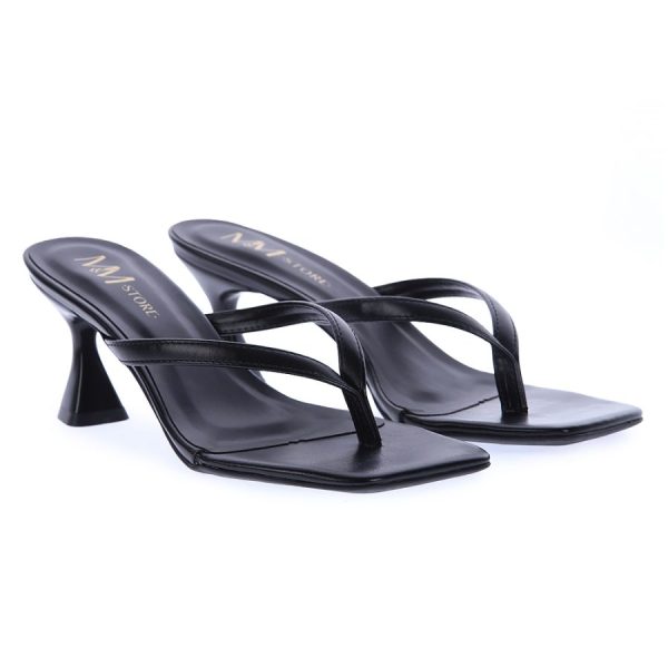 Chinelo de Dedo Preto com Salto Baixo Loja MM Store Shoes