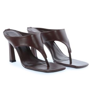 Chinelo de Dedo Feminino Marrom de Salto Fino