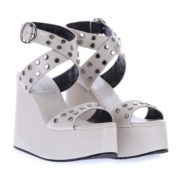 Sandália Anabela Off White com Detalhe de Taxas Loja MM Store Shoes (2)