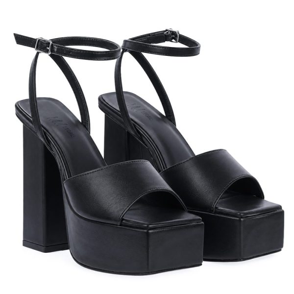 Sandália Feminina Preta de Salto Alto e Meia Pata Loja MM Store Shoes